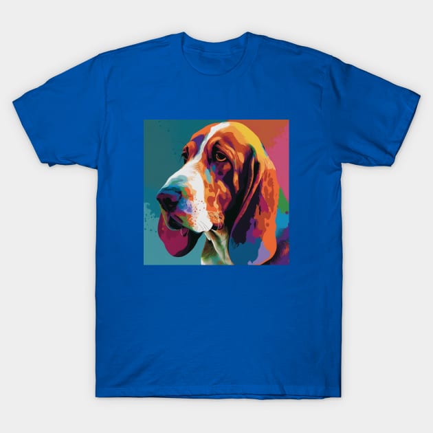 Basset Hound Pop Art Design T-Shirt by Star Scrunch